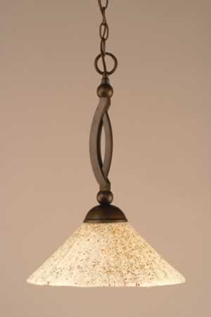 Bow Pendant Shown In Bronze Finish With 12" Gold Ice Glass