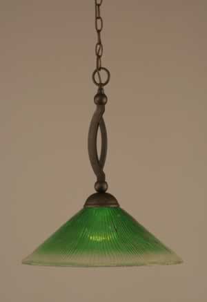 Bow Pendant Shown In Bronze Finish With 16" Kiwi Green Crystal Glass