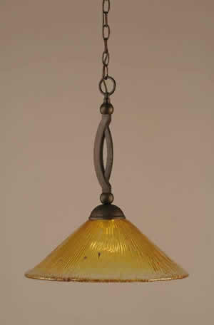 Bow Pendant Shown In Bronze Finish With 16" Gold Champagne Crystal Glass