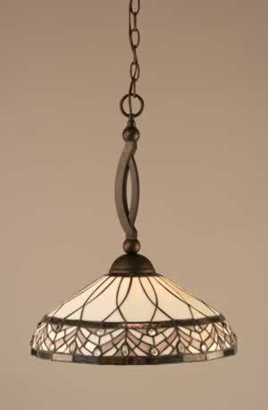 Bow Pendant Shown In Bronze Finish With 16" Royal Merlot Tiffany Glass
