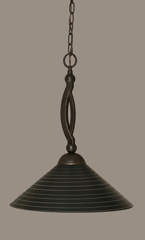 Bow Pendant Shown In Dark Granite Finish With 16" Charcoal Spiral Glass