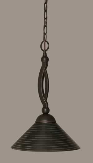 Bow Pendant Shown In Dark Granite Finish With 12" Charcoal Spiral Glass