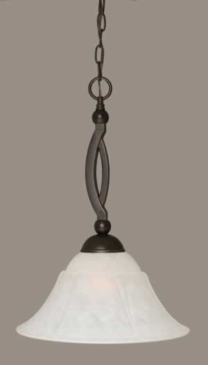 Bow Pendant Shown In Dark Granite Finish With 14" White Marble Glass