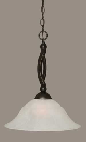 Bow Pendant Shown In Dark Granite Finish With 16" White Marble Glass