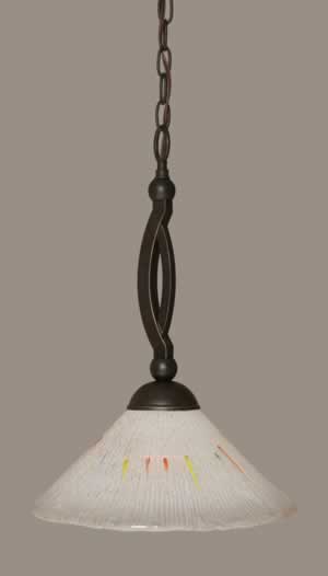 Bow Pendant Shown In Dark Granite Finish With 12" Frosted Crystal Glass
