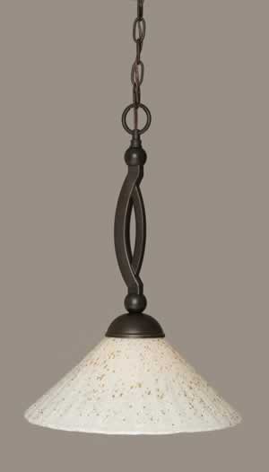 Bow Pendant Shown In Dark Granite Finish With 12" Gold Ice Glass
