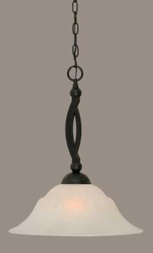Bow Pendant Shown In Matte Black Finish With 16" White Marble Glass