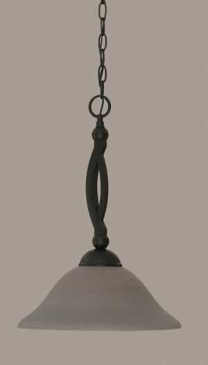Bow Pendant Shown In Matte Black Finish With 12" Gray Linen Glass