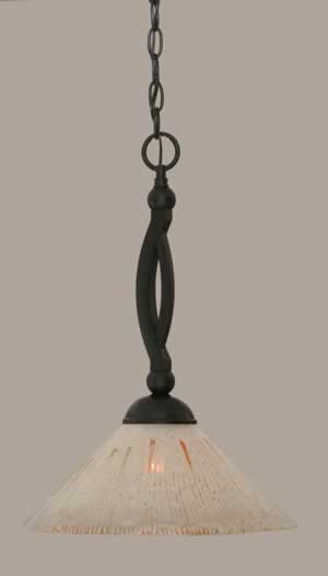 Bow Pendant Shown In Matte Black Finish With 12" Frosted Crystal Glass