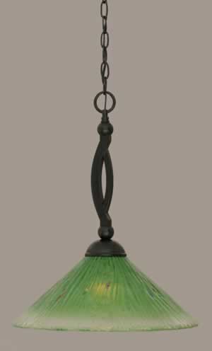Bow Pendant Shown In Matte Black Finish With 16" Kiwi Green Crystal Glass