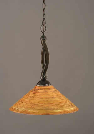 Onyx Finish 1 Light Down light Pendant With 16" Firré Saturn Glass Shade
