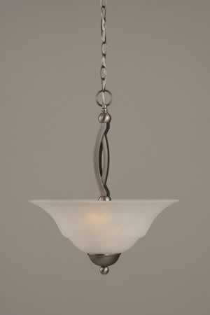 Bow Pendant With 2 Bulbs Shown In Brushed Nickel Finish With 16" White Marble Glass