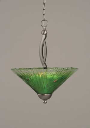 Bow Pendant With 2 Bulbs Shown In Brushed Nickel Finish With 16" Kiwi Green Crystal Glass