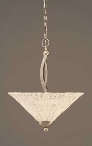 Bow Pendant With 2 Bulbs Shown In Brushed Nickel Finish With 16" Italian Ice Glass