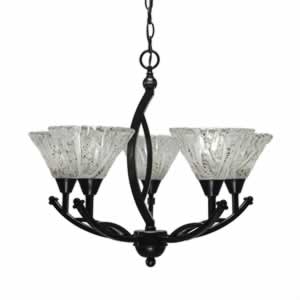Bow 5 Light Chandelier Shown In Black Copper Finish With 7" Italian Ice Glass