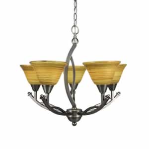 Bow 5 Light Chandelier Shown In Brushed Nickel Finish With 7" Firré Saturn Glass