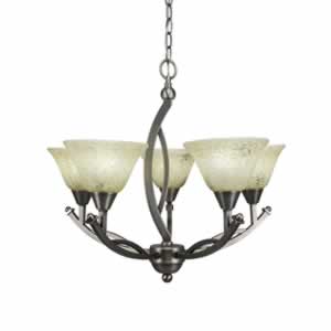 Bow 5 Light Chandelier Shown In Brushed Nickel Finish With 7" Italian Marble Glass