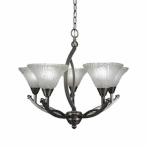 Bow 5 Light Chandelier Shown In Brushed Nickel Finish With 7" Frosted Crystal Glass
