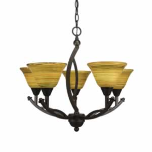 Bow 5 Light Chandelier Shown In Bronze Finish With 7" Firré Saturn Glass