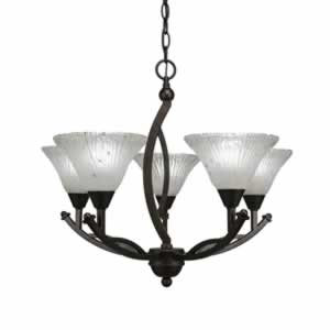 Bow 5 Light Chandelier Shown In Bronze Finish With 7" Frosted Crystal Glass