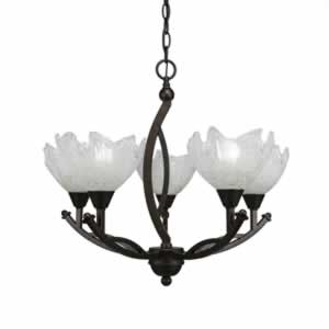 Bow 5 Light Chandelier Shown In Bronze Finish With 7" Gold Ice Glass