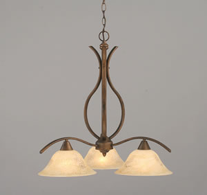 Swoop 3 Light Chandelier Shown In Bronze Finish With 10" Italian Marble Glass