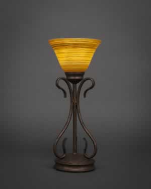 Swan Table Lamp Shown In Bronze Finish With 7" Firré Saturn Glass
