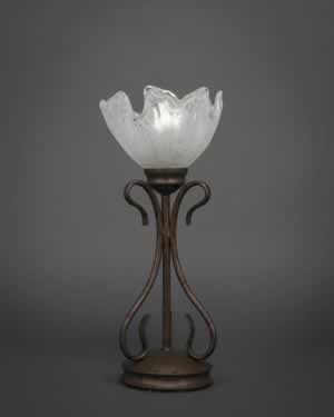 Swan Table Lamp Shown In Bronze Finish With 7" Gold Ice Glass