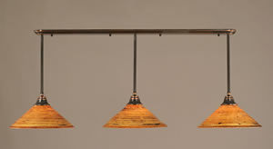 Black Copper Finish Multi Light Pendant With 16" Firré Saturn Glass Shade