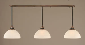 Black Copper Finish Multi Light Pendant With 14" Alabaster Pumpkin Glass Shade
