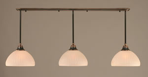 Black Copper Finish Multi Light Pendant With 14" Rosetta Pumpkin Glass Shade