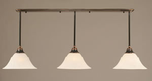 Black Copper Finish Multi Light Pendant With 14" White Marble Glass Shade