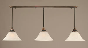 Black Copper Finish Multi Light Pendant With 14" Alabaster Swirl Glass Shade