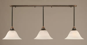 Black Copper Finish Multi Light Pendant With 14" Alabaster Glass Shade