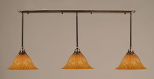 Black Copper Finish Multi Light Pendant With 14" Tiger Glass Shade