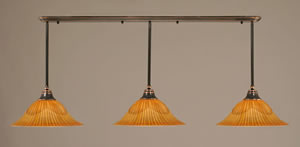 Black Copper Finish Multi Light Pendant With 16" Tiger Glass Shade
