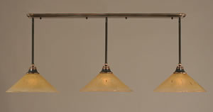 Black Copper Finish Multi Light Pendant With 16" Amber Crystal Glass Shade