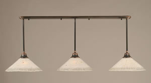 Black Copper Finish Multi Light Pendant With 16" Frosted Crystal Glass Shade