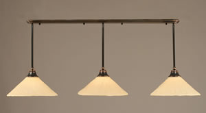 Black Copper Finish Multi Light Pendant With 16" Antique White Glass Shade