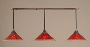 Black Copper Finish Multi Light Pendant With 16" Raspberry Crystal Glass Shade