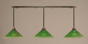 Black Copper Finish Multi Light Pendant With 16" Kiwi Green Crystal Glass Shade