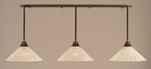 Black Copper Finish Multi Light Pendant With 16" Italian Ice Glass Shade