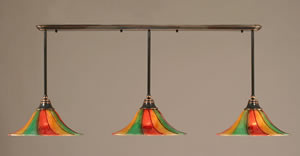 Black Copper Finish Multi Light Pendant With 16" Mardi Gras Glass Shade