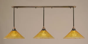 Black Copper Finish Multi Light Pendant With 16" Gold Champagne Crystal Glass Shade