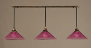 Black Copper Finish Multi Light Pendant With 16" Wine Crystal Glass Shade