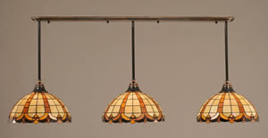 Black Copper Finish Multi Light Pendant With 14.75" Butterscotch Tiffany Glass
