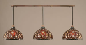 Black Copper Finish Multi Light Pendant With 16" Persian Nites Tiffany Glass