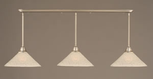 Brushed Nickel Finish Multi Light Pendant With 16" Italian Bubble Glass Shade