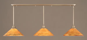 Brushed Nickel Finish Multi Light Pendant With 16" Firré Saturn Glass Shade