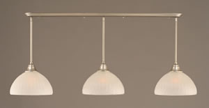 Brushed Nickel Finish Multi Light Pendant With 14" Alabaster Pumpkin Glass Shade